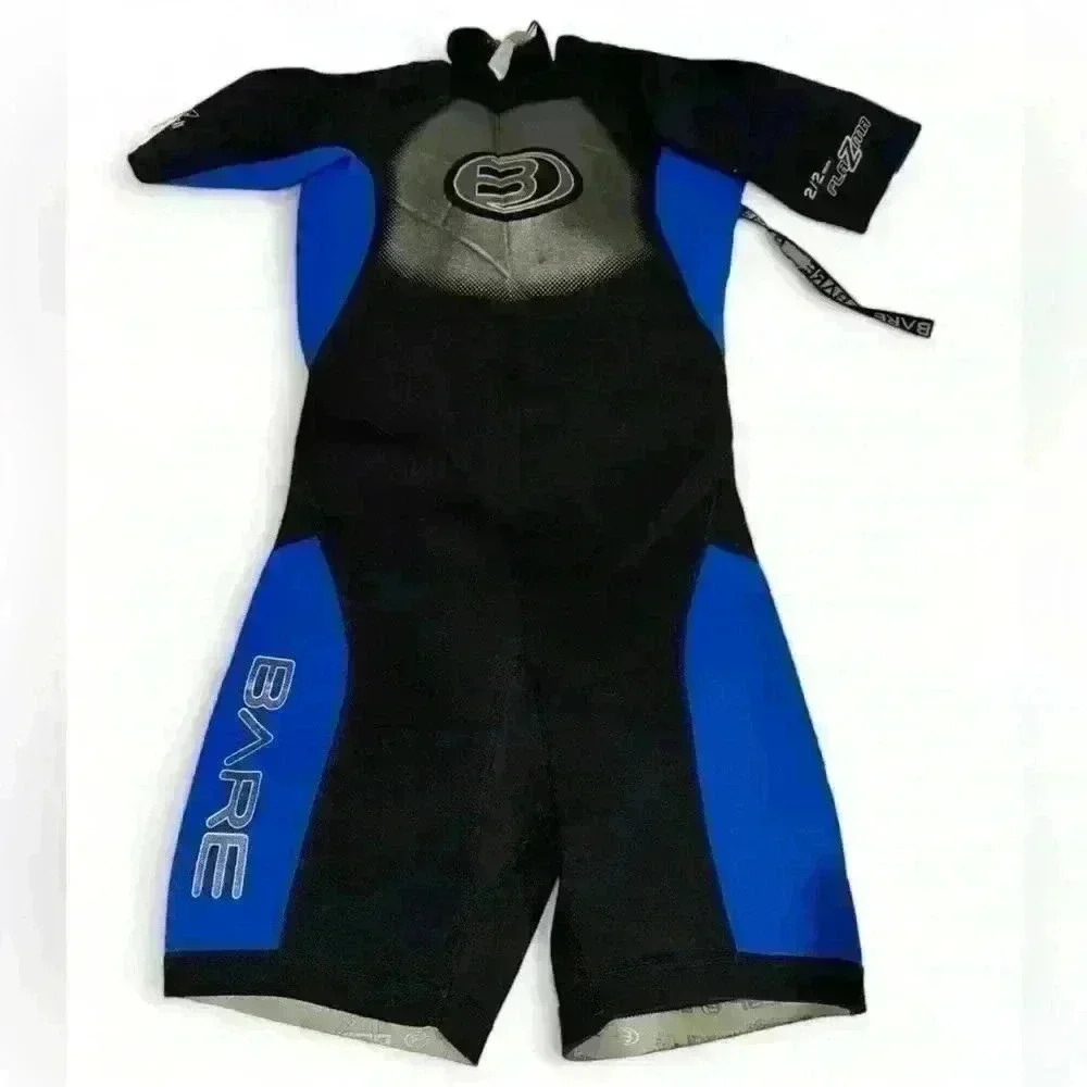 🤿 BARE Plazma 2/2mm Powerstretch Glideseal Youth 12yrs Blue/BlkSHORTY WETSUIT🤿